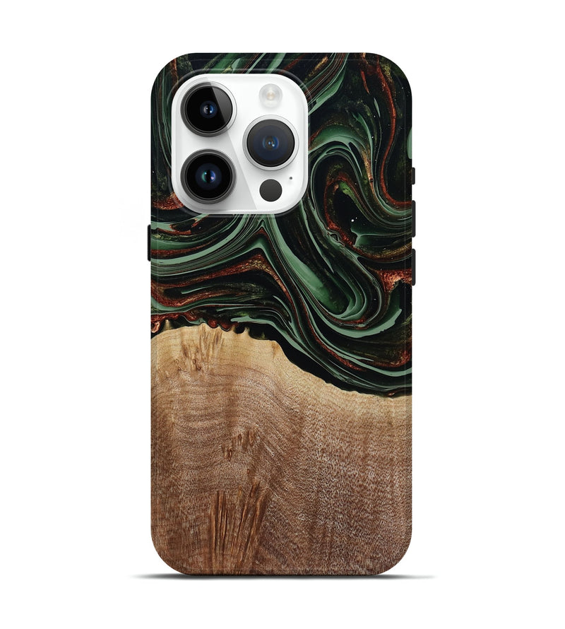 iPhone 15 Pro Wood Live Edge Phone Case - Hermon (Green, 790624)