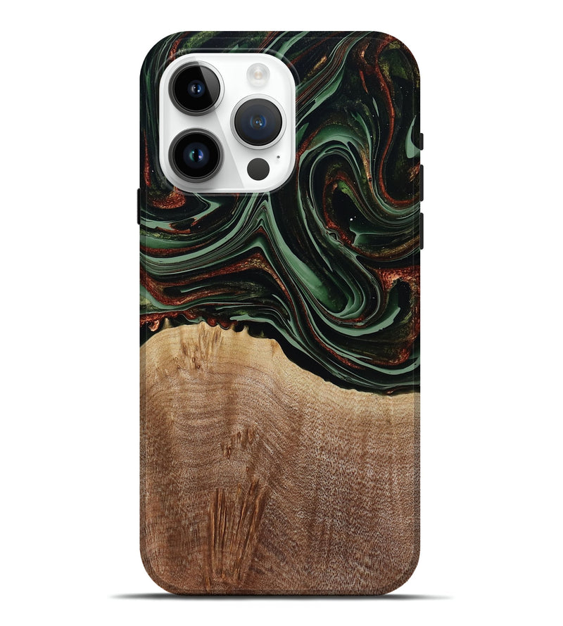 iPhone 15 Pro Max Wood Live Edge Phone Case - Hermon (Green, 790624)