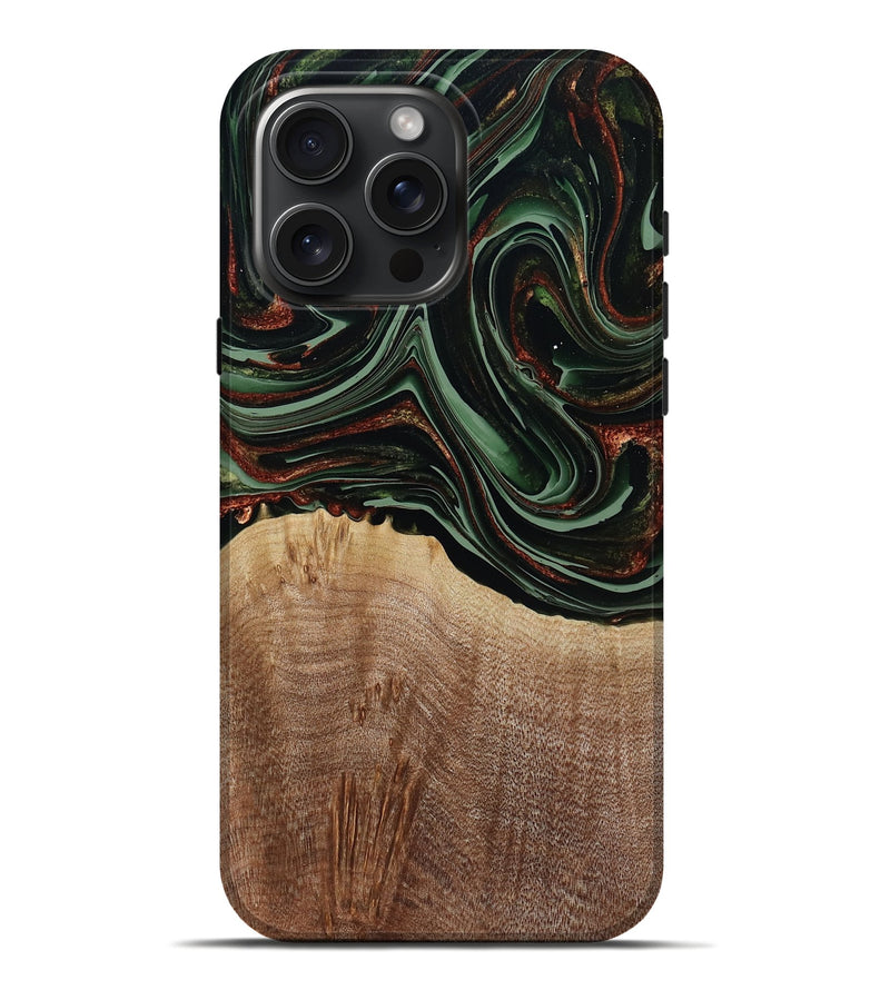 iPhone 16 Pro Max Wood Live Edge Phone Case - Hermon (Green, 790624)