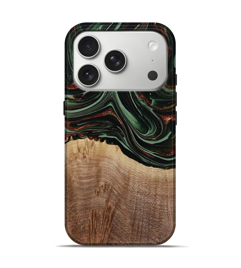 iPhone 17 Pro Wood Live Edge Phone Case - Hermon (Green, 790624)