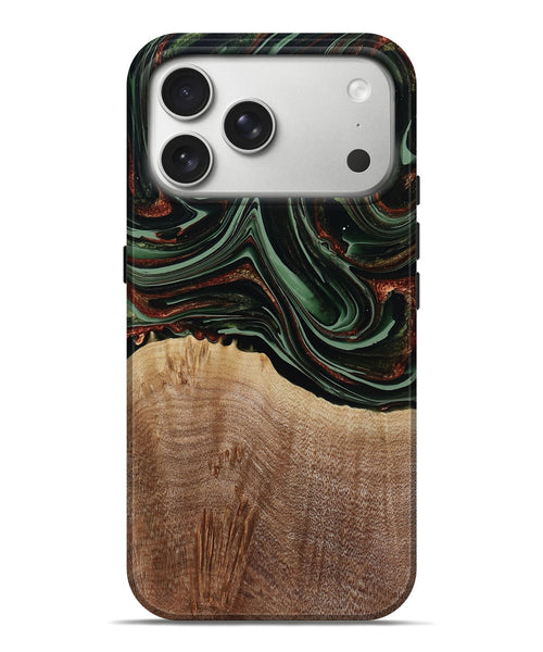iPhone 17 Pro Max Wood Live Edge Phone Case - Hermon (Green, 790624)