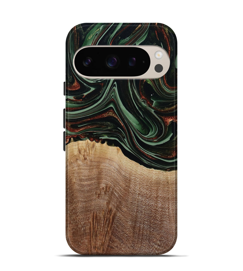Pixel 9 Pro Wood Live Edge Phone Case - Hermon (Green, 790624)