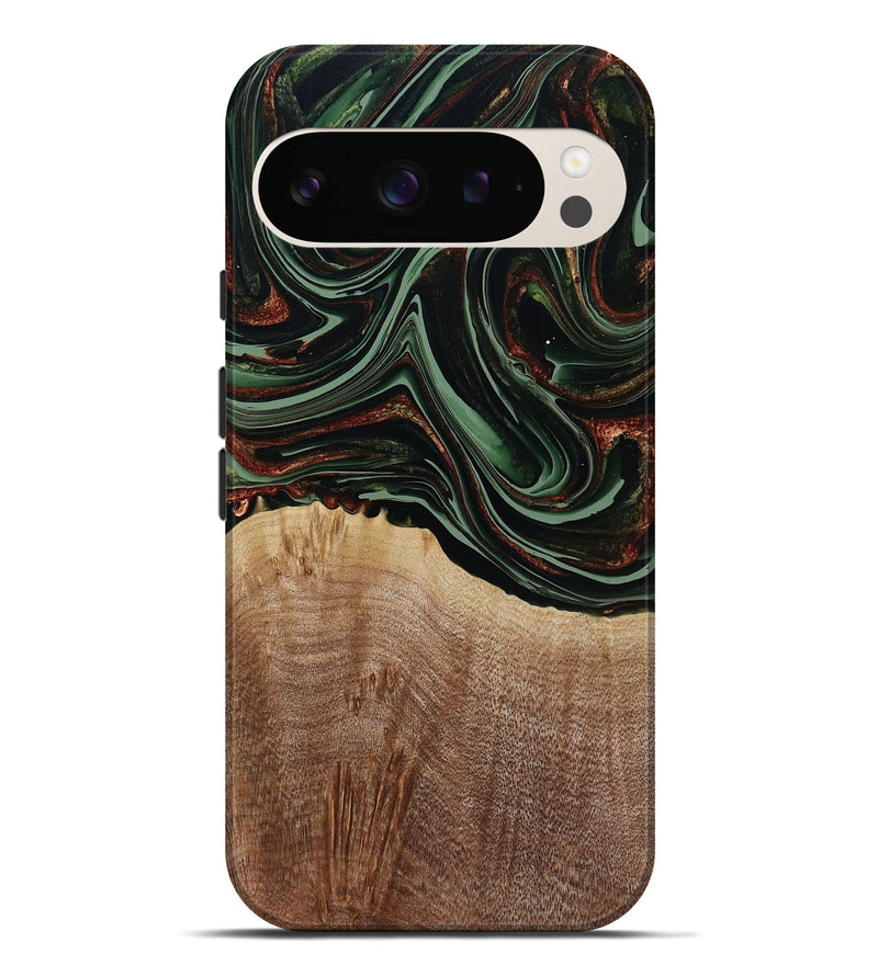 Pixel 9 Pro XL Wood Live Edge Phone Case - Hermon (Green, 790624)