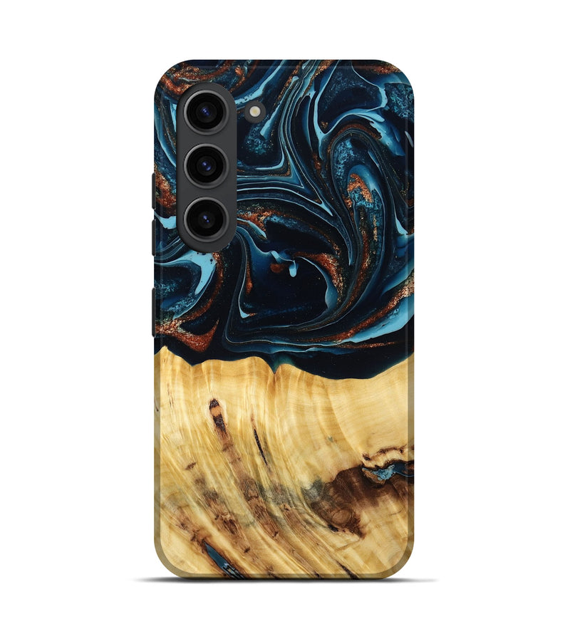 Galaxy S23 Wood Live Edge Phone Case - Jacque (Teal & Gold, 790632)