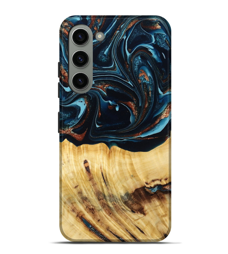 Galaxy S23 Plus Wood Live Edge Phone Case - Jacque (Teal & Gold, 790632)