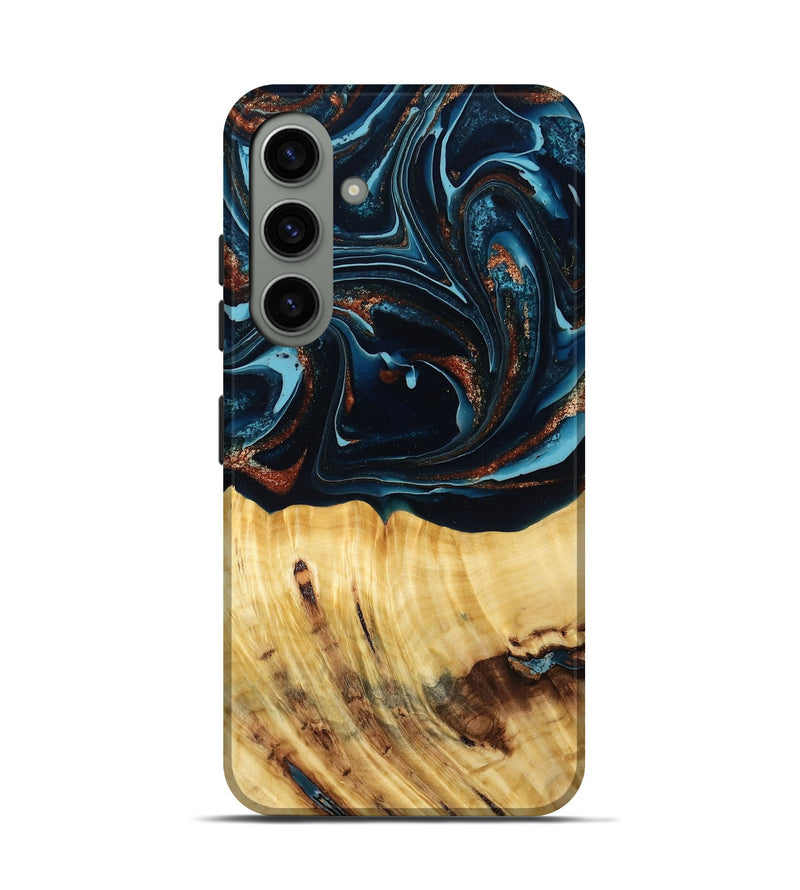 Galaxy S24 Wood Live Edge Phone Case - Jacque (Teal & Gold, 790632)
