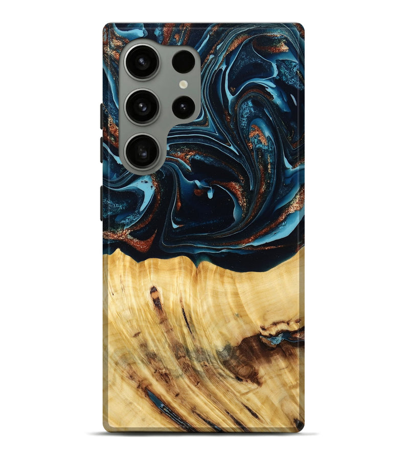 Galaxy S24 Ultra Wood Live Edge Phone Case - Jacque (Teal & Gold, 790632)