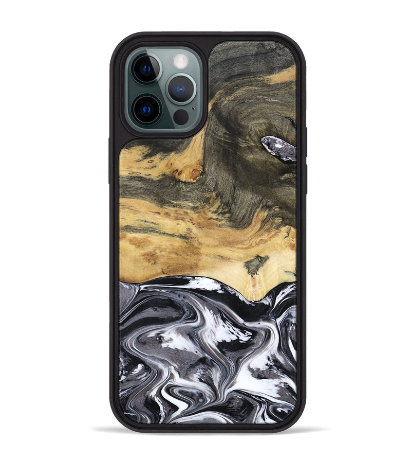 iPhone 12 Pro Max Wood Phone Case - Agustin (Black & White, 790659)