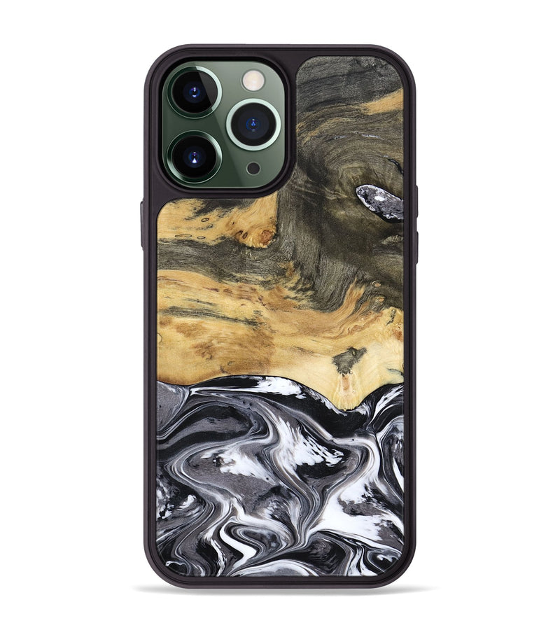 iPhone 13 Pro Max Wood Phone Case - Agustin (Black & White, 790659)
