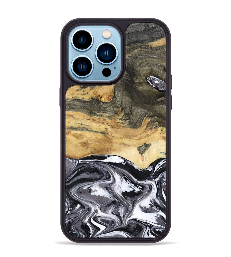 iPhone 14 Pro Max Wood Phone Case - Agustin (Black & White, 790659)