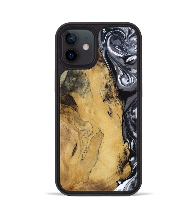 iPhone 12 Wood Phone Case - Jimena (Black & White, 790661)