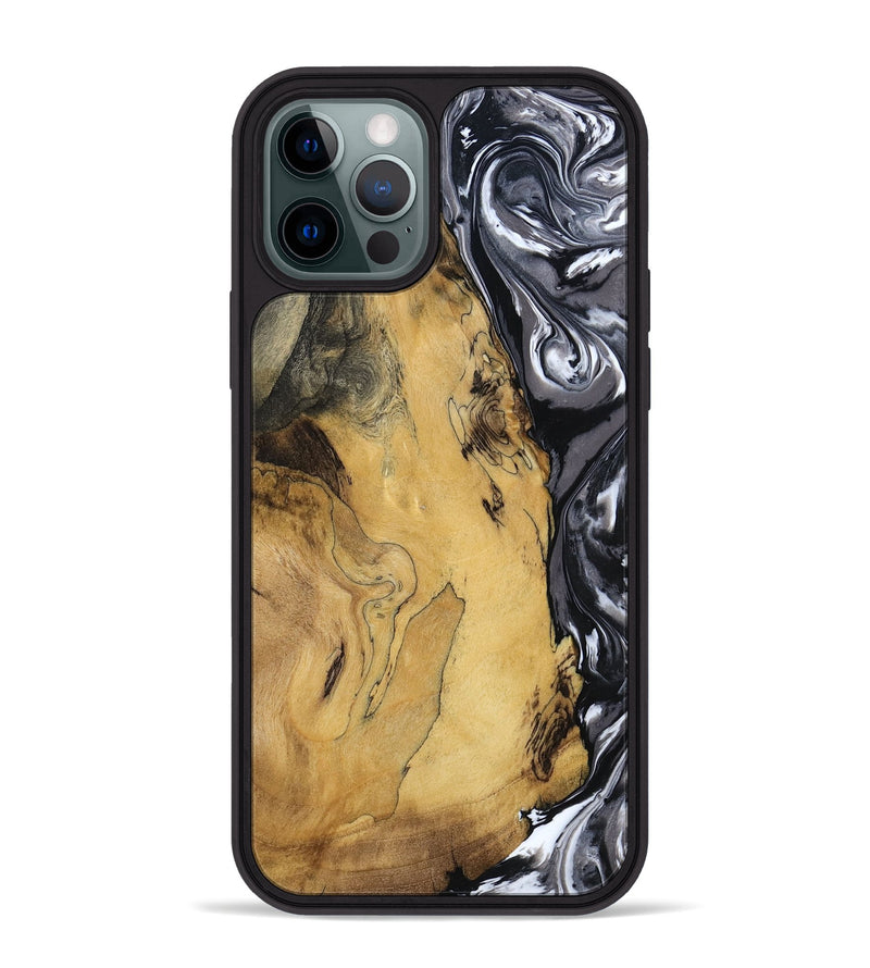iPhone 12 Pro Max Wood Phone Case - Jimena (Black & White, 790661)