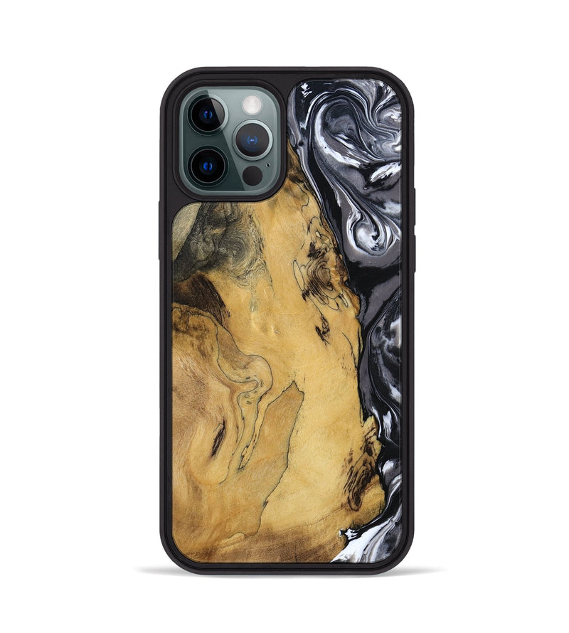 iPhone 12 Pro Wood Phone Case - Jimena (Black & White, 790661)