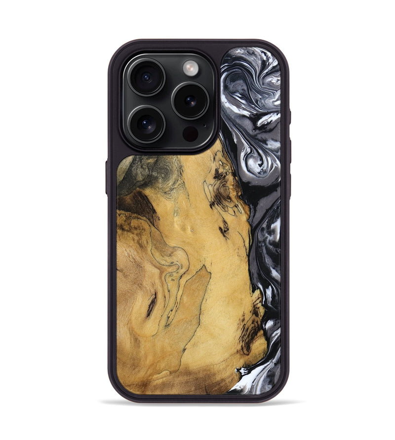 iPhone 15 Pro Wood Phone Case - Jimena (Black & White, 790661)