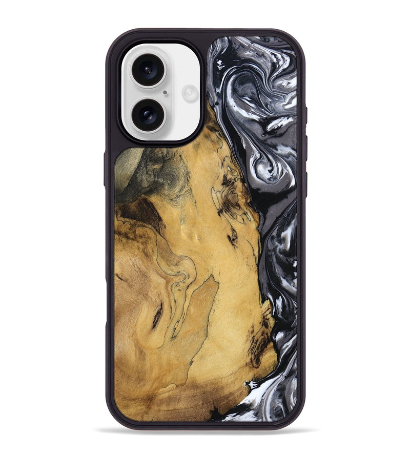 iPhone 16 Plus Wood Phone Case - Jimena (Black & White, 790661)