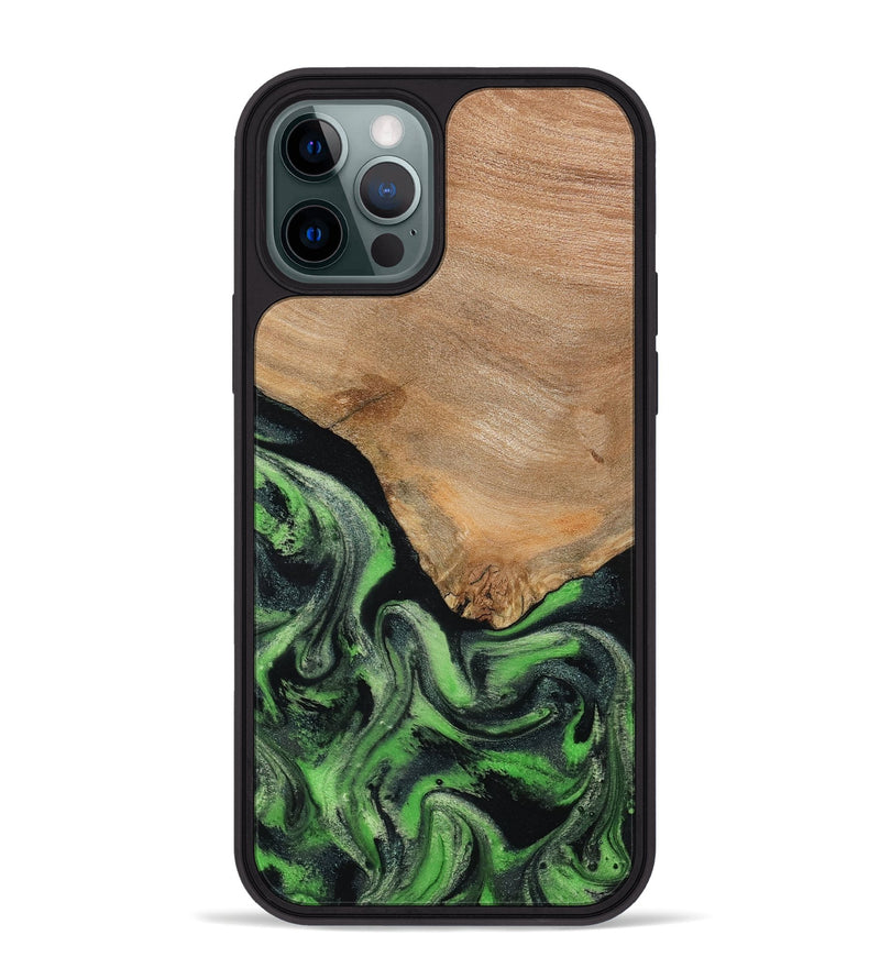 iPhone 12 Pro Max Wood Phone Case - Obie (Green, 790675)