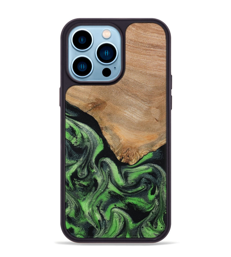 iPhone 14 Pro Max Wood Phone Case - Obie (Green, 790675)