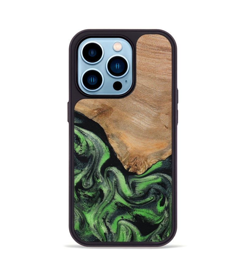iPhone 14 Pro Wood Phone Case - Obie (Green, 790675)