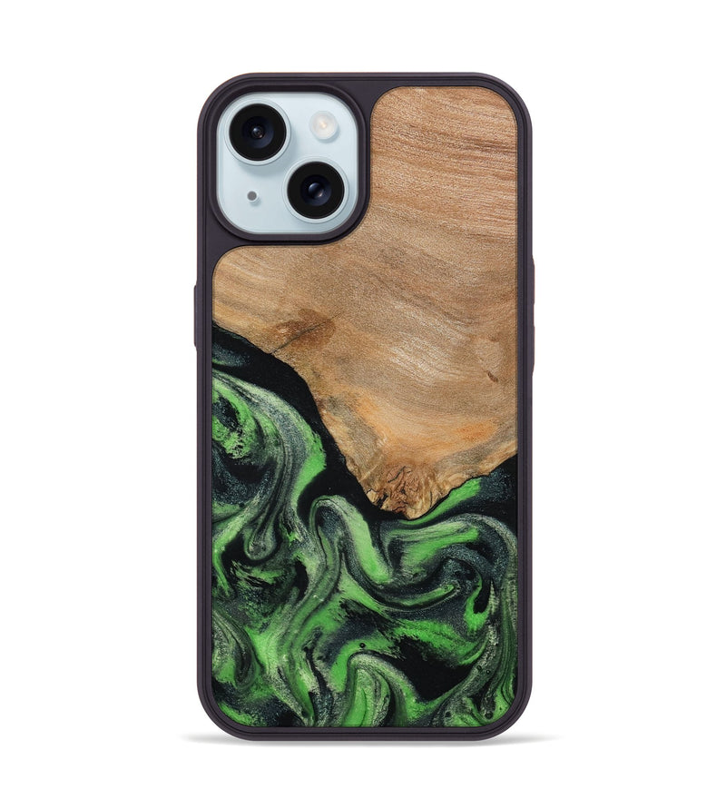 iPhone 15 Wood Phone Case - Obie (Green, 790675)