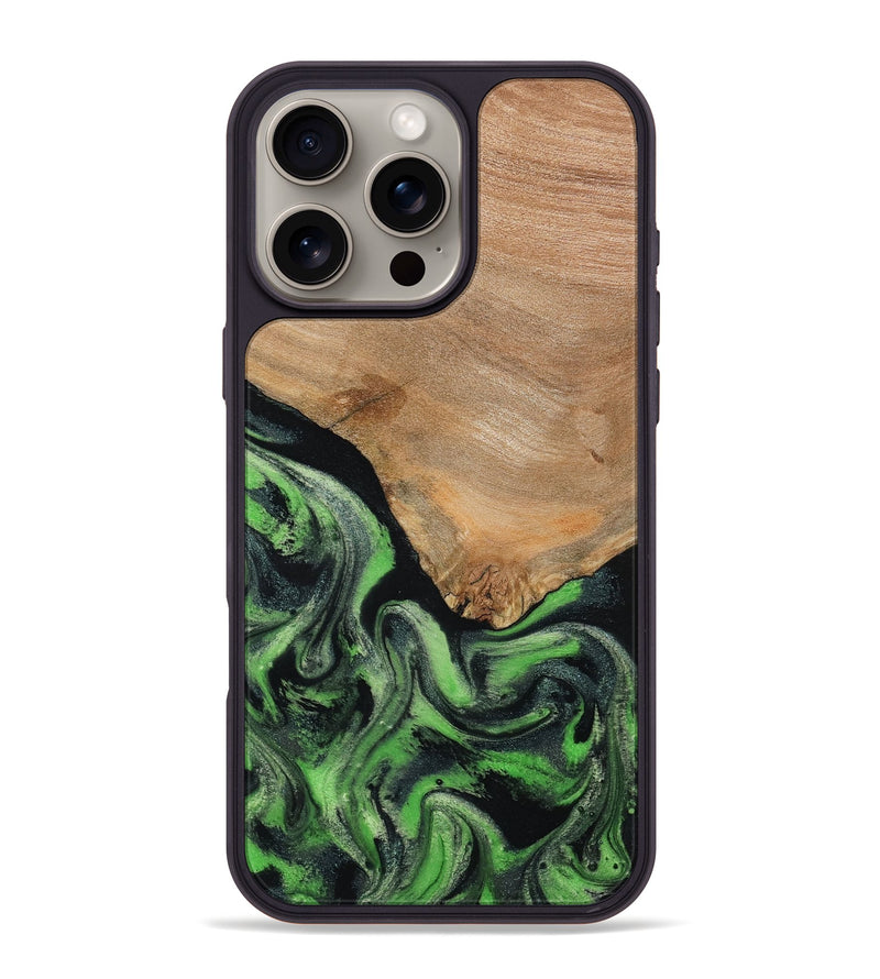 iPhone 16 Pro Max Wood Phone Case - Obie (Green, 790675)