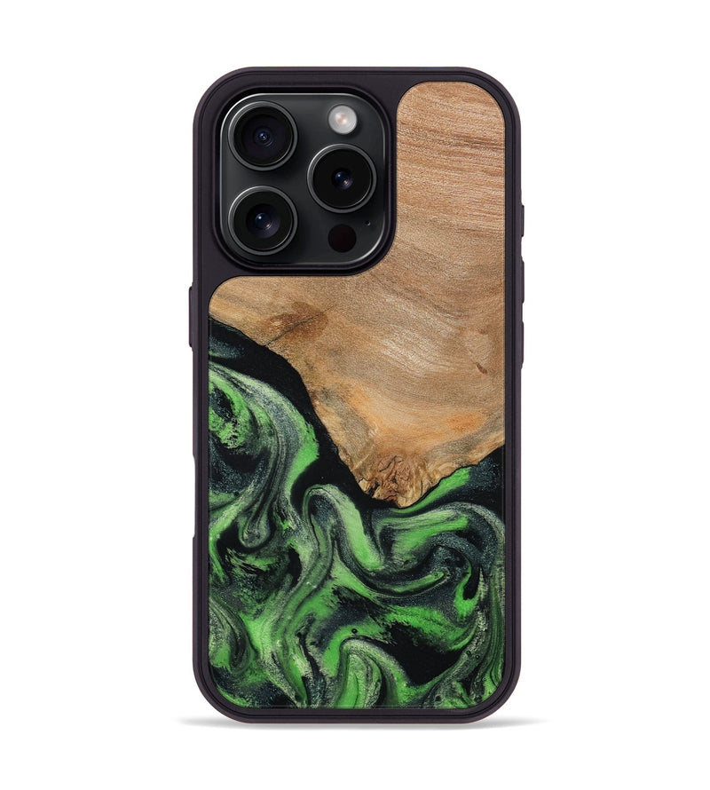 iPhone 16 Pro Wood Phone Case - Obie (Green, 790675)