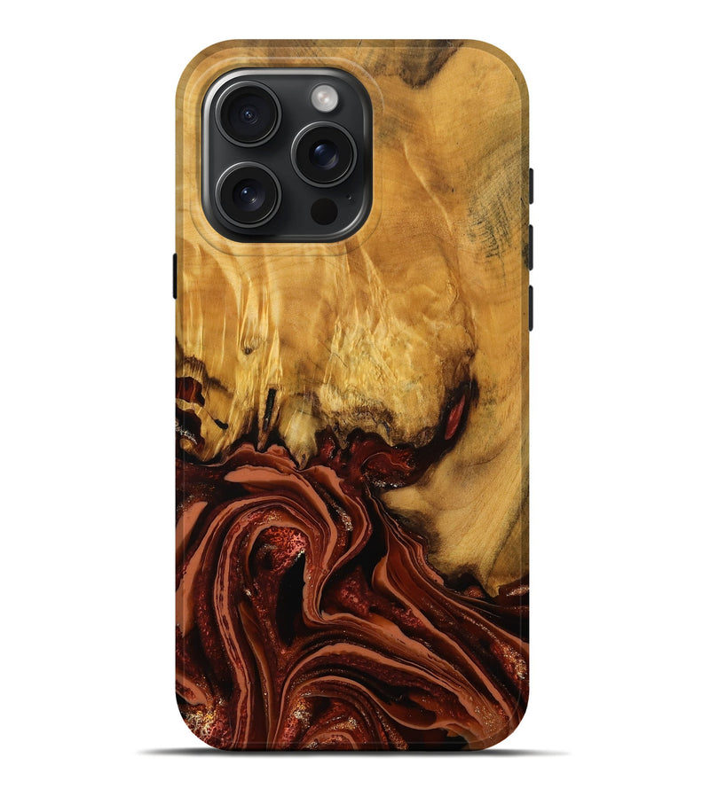 iPhone 16 Pro Max Wood Live Edge Phone Case - Rolando (Red, 790749)