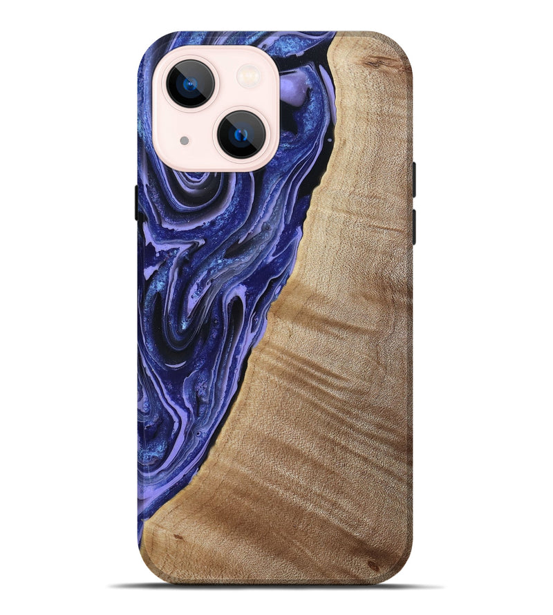 iPhone 14 Plus Wood Live Edge Phone Case - Kieran (Blue, 790767)