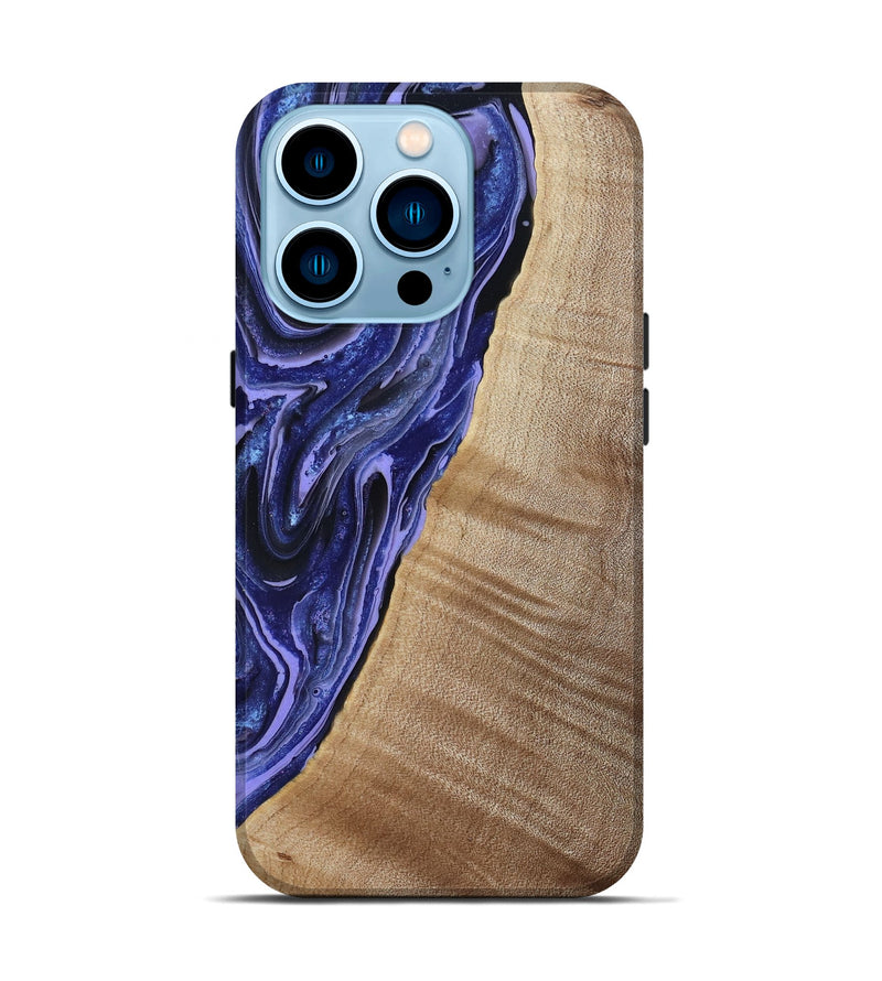 iPhone 14 Pro Wood Live Edge Phone Case - Kieran (Blue, 790767)