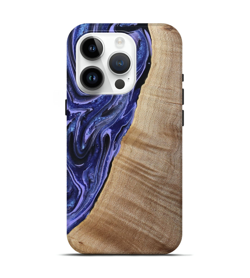 iPhone 15 Pro Wood Live Edge Phone Case - Kieran (Blue, 790767)