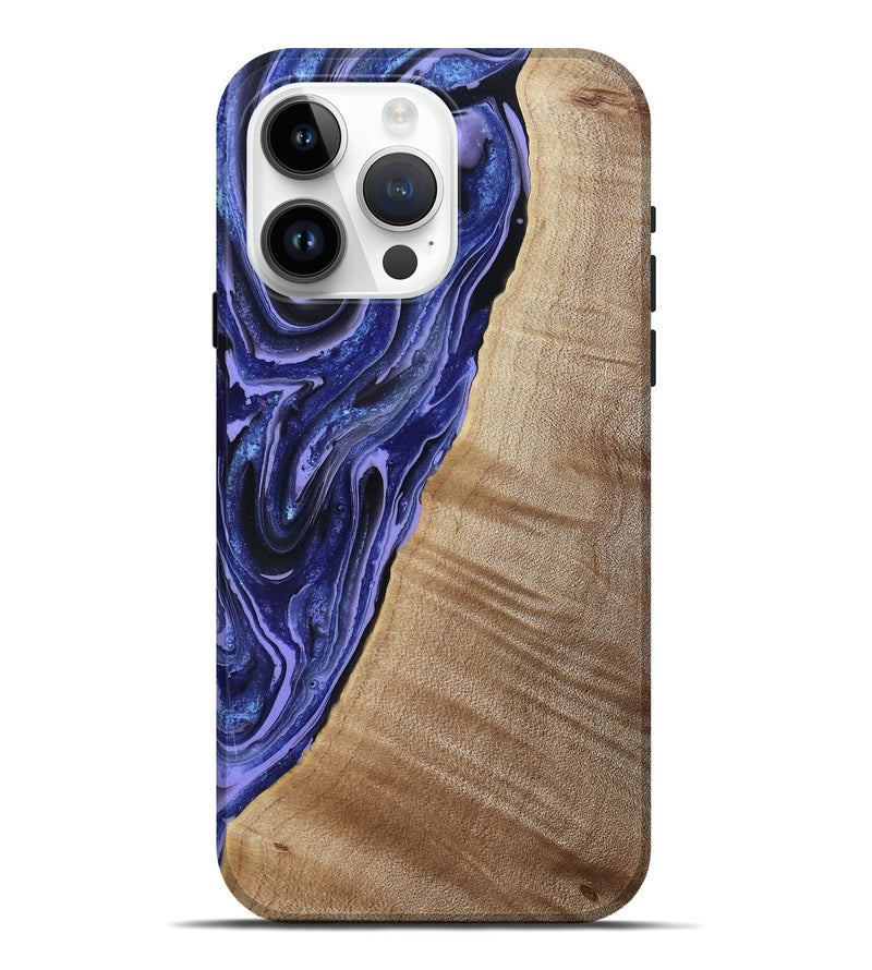 iPhone 15 Pro Max Wood Live Edge Phone Case - Kieran (Blue, 790767)
