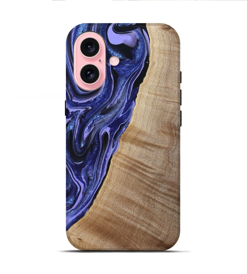 iPhone 16 Wood Live Edge Phone Case - Kieran (Blue, 790767)