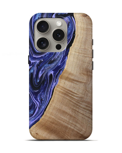 iPhone 16 Pro Wood Live Edge Phone Case - Kieran (Blue, 790767)