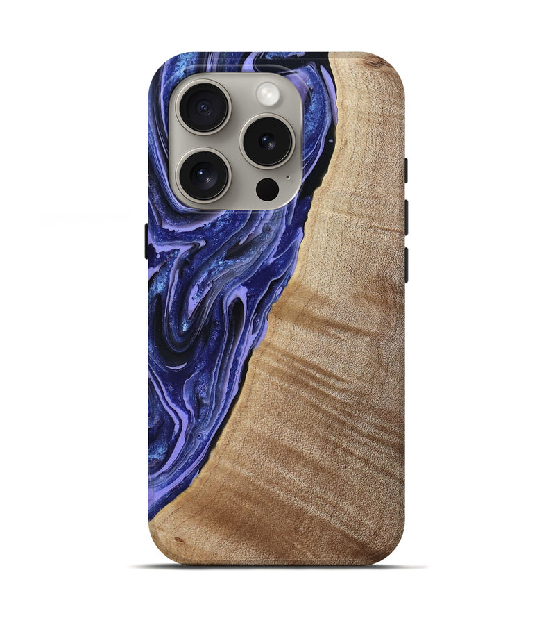 iPhone 16 Pro Wood Live Edge Phone Case - Kieran (Blue, 790767)