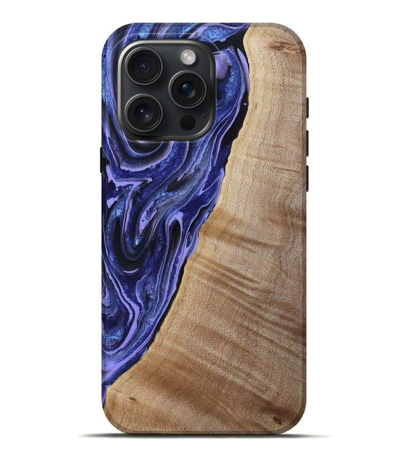 iPhone 16 Pro Max Wood Live Edge Phone Case - Kieran (Blue, 790767)