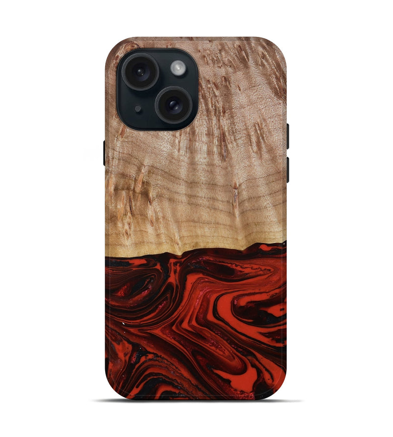 iPhone 15 Wood Live Edge Phone Case - Curt (Red, 790772)