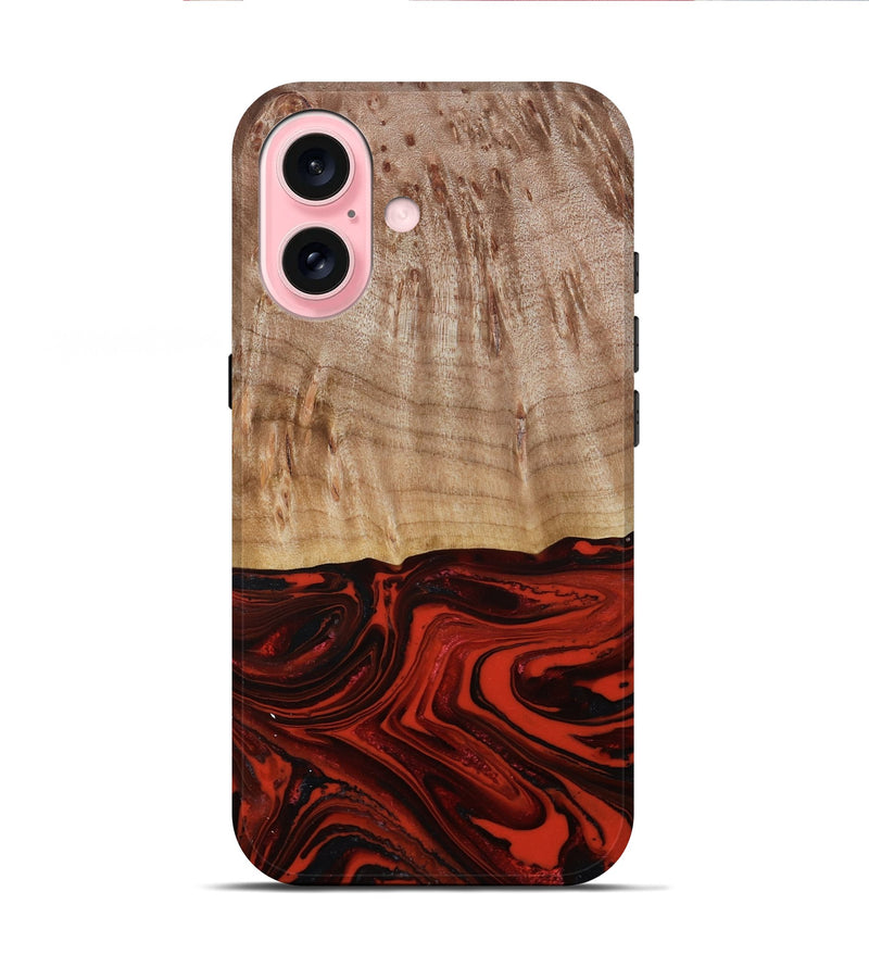 iPhone 16 Wood Live Edge Phone Case - Curt (Red, 790772)