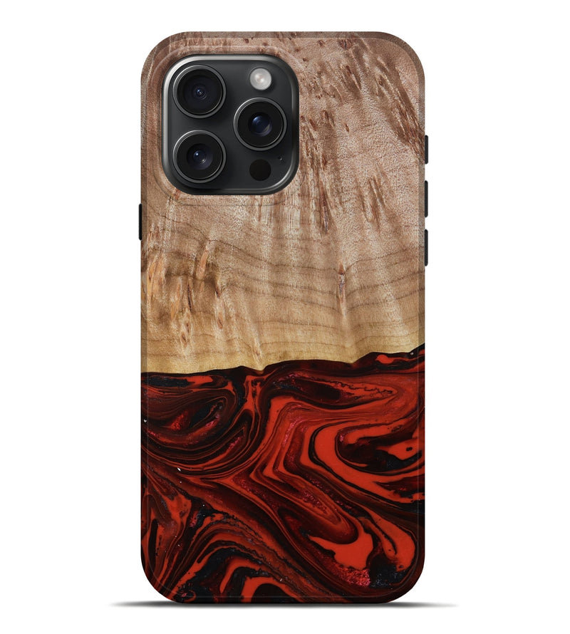 iPhone 16 Pro Max Wood Live Edge Phone Case - Curt (Red, 790772)