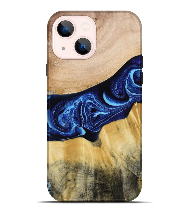 iPhone 14 Plus Wood Live Edge Phone Case - Saint (Blue, 790777)