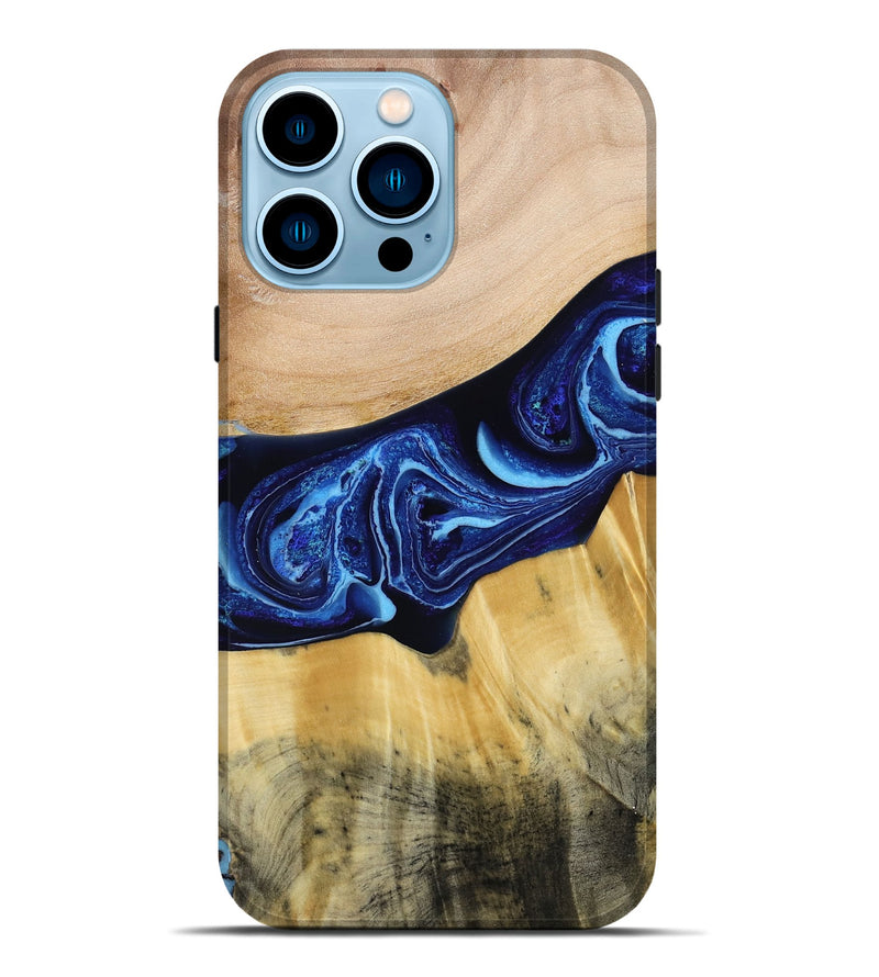 iPhone 14 Pro Max Wood Live Edge Phone Case - Saint (Blue, 790777)