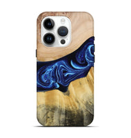 iPhone 15 Pro Wood Live Edge Phone Case - Saint (Blue, 790777)