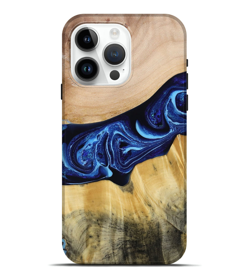 iPhone 15 Pro Max Wood Live Edge Phone Case - Saint (Blue, 790777)