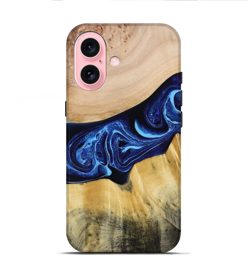 iPhone 16 Wood Live Edge Phone Case - Saint (Blue, 790777)