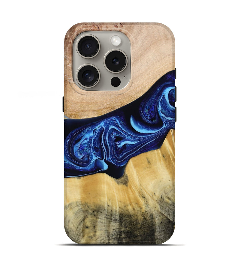 iPhone 16 Pro Wood Live Edge Phone Case - Saint (Blue, 790777)