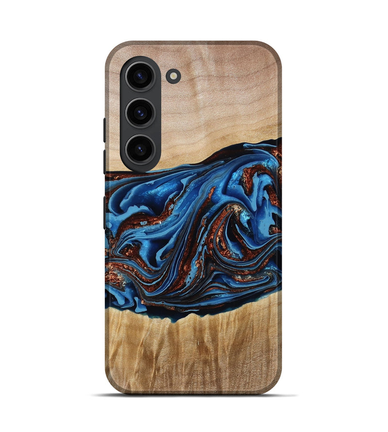 Galaxy S23 Wood Live Edge Phone Case - Braxton (Teal & Gold, 790781)