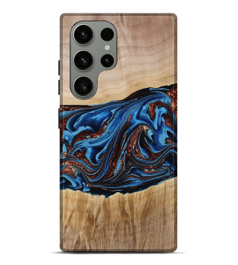 Galaxy S23 Ultra Wood Live Edge Phone Case - Braxton (Teal & Gold, 790781)