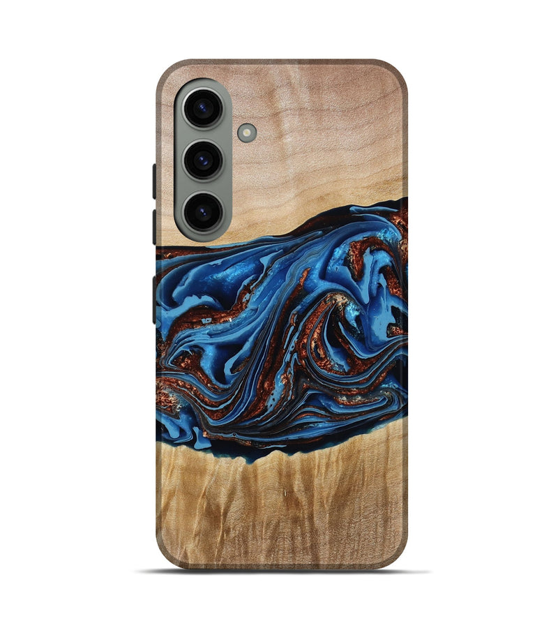 Galaxy S24 Wood Live Edge Phone Case - Braxton (Teal & Gold, 790781)