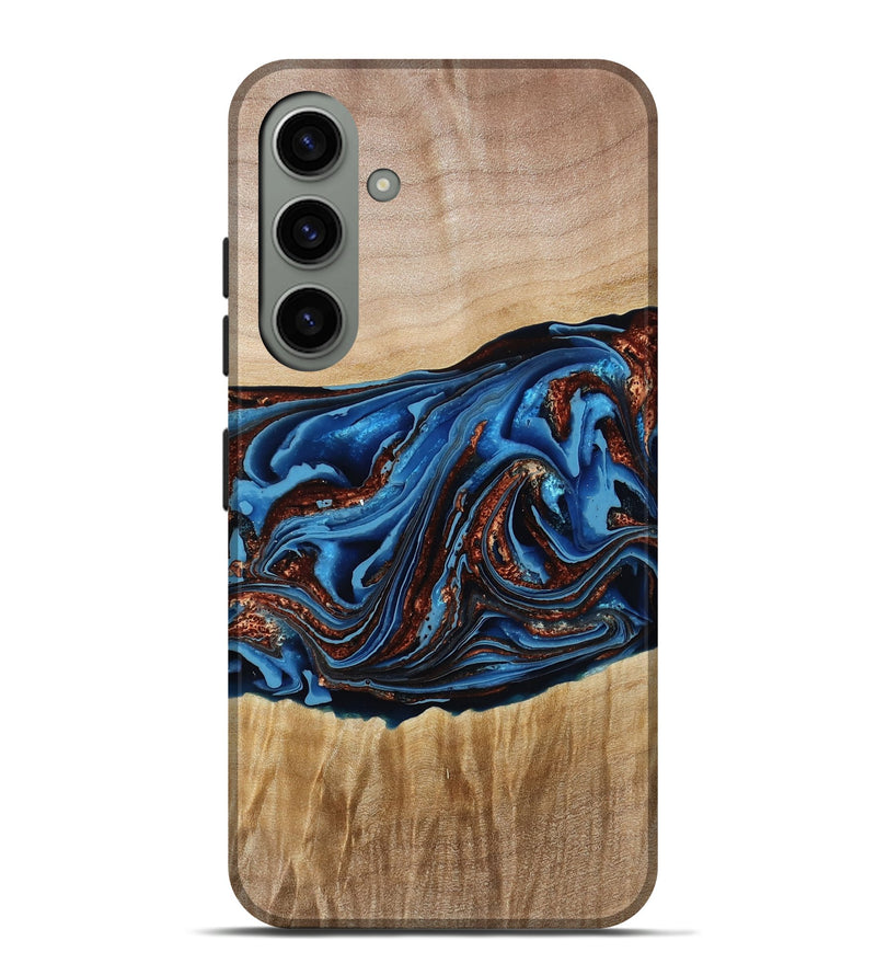Galaxy S24 Plus Wood Live Edge Phone Case - Braxton (Teal & Gold, 790781)