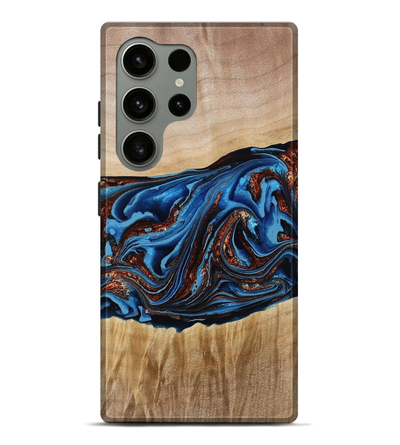 Galaxy S24 Ultra Wood Live Edge Phone Case - Braxton (Teal & Gold, 790781)