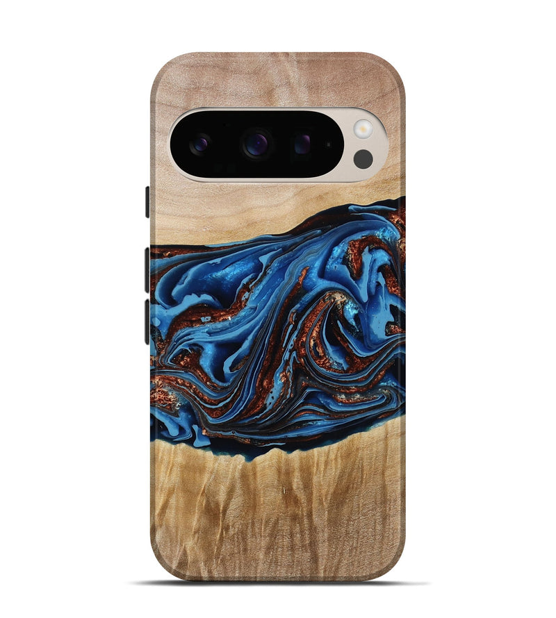 Pixel 10 Wood Live Edge Phone Case - Braxton (Teal & Gold, 790781)