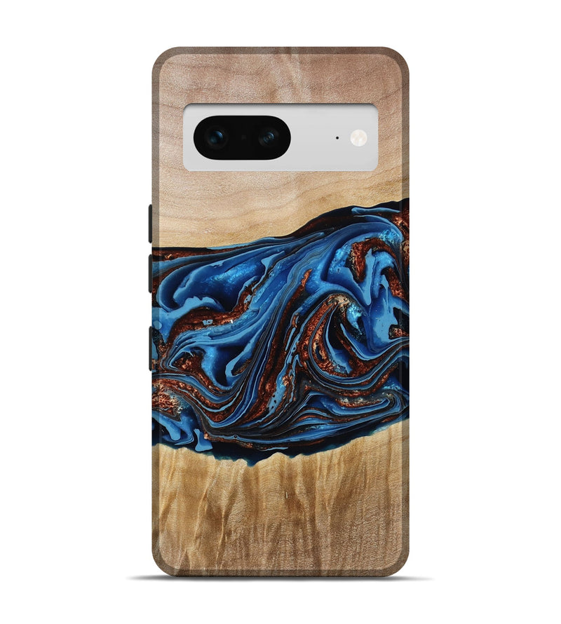 Pixel 7 Wood Live Edge Phone Case - Braxton (Teal & Gold, 790781)